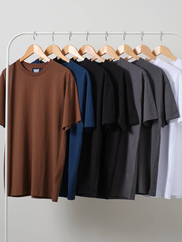 Classic Tee 8 Pack: Brown, Navy, Black, Charcoal, White for wholesale by Threadheads