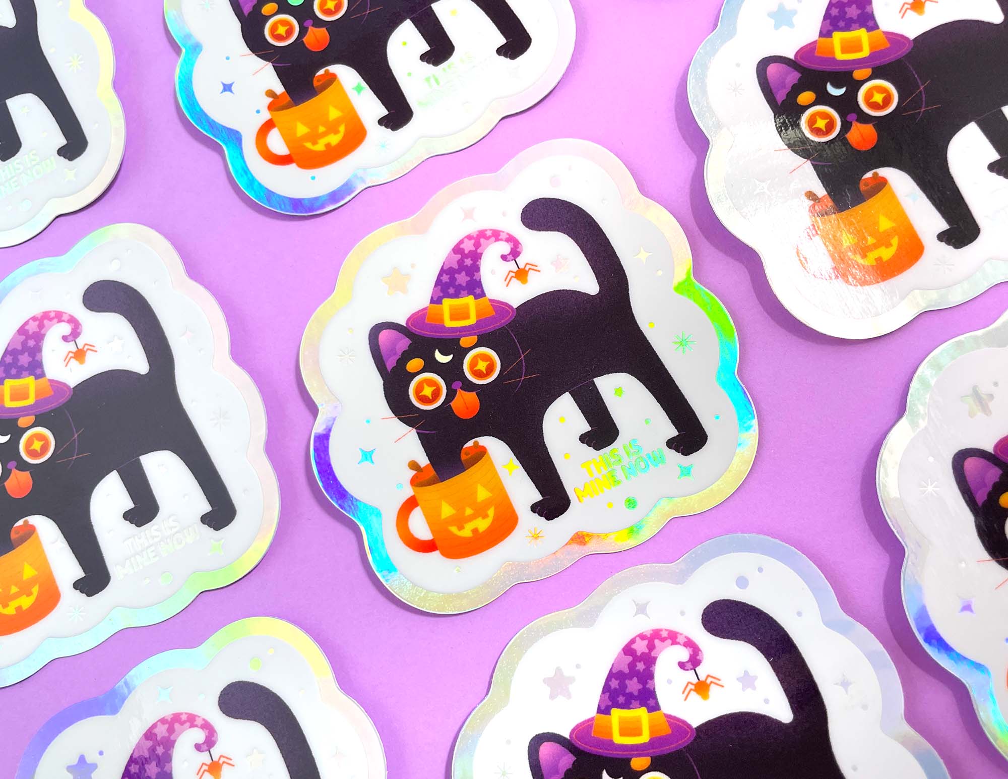 Kidnichols - Wholesale Sticker - Black Cat Halloween Sticker | Holographic | Cat lovers1