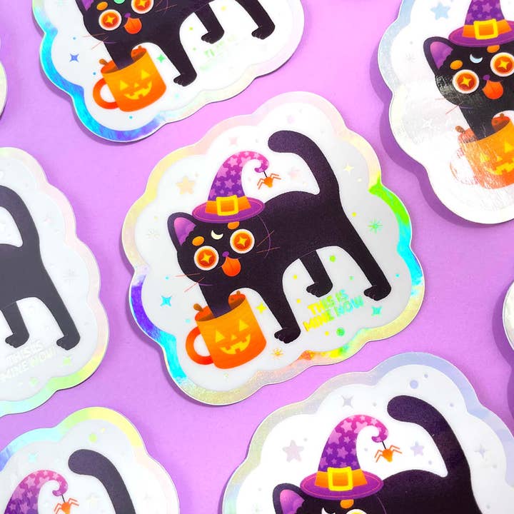 Kidnichols - Wholesale Sticker - Black Cat Halloween Sticker | Holographic | Cat lovers1
