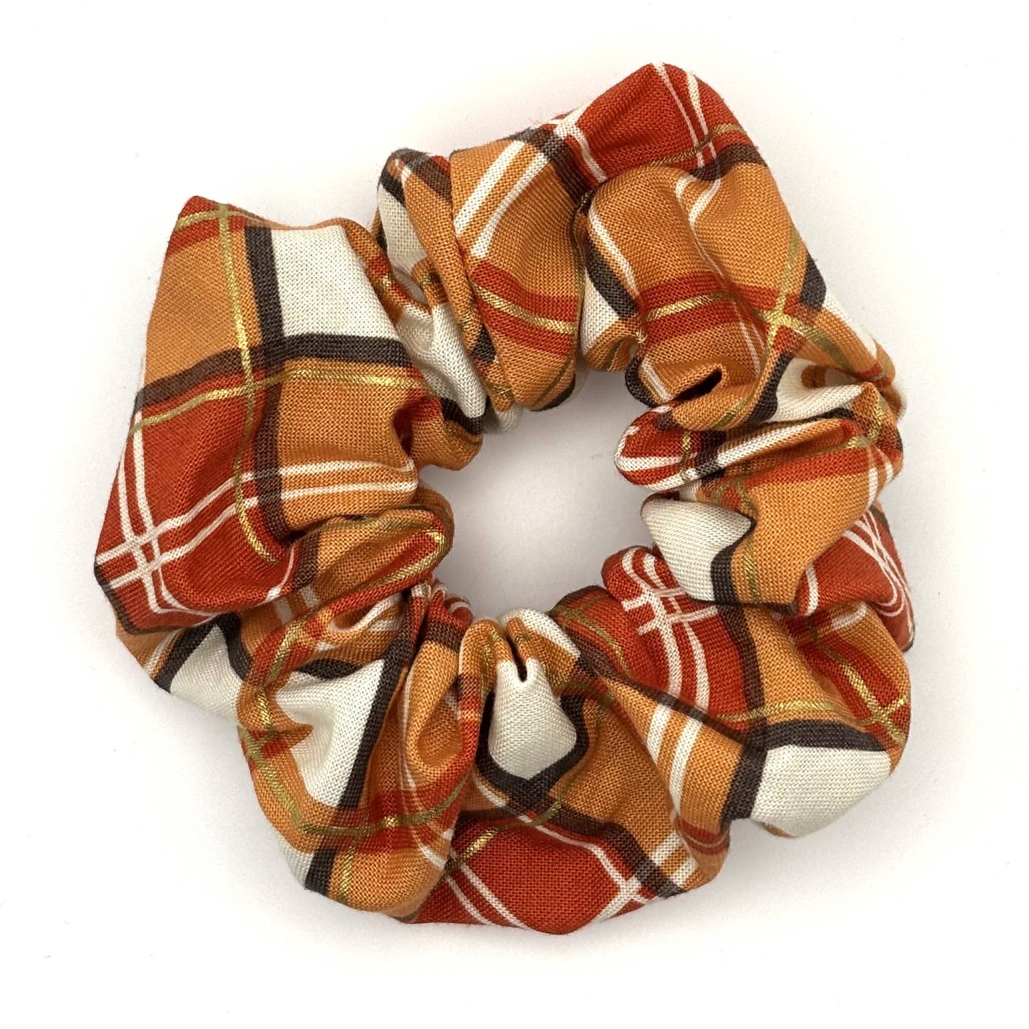 QuietJoy - Vente Chouchou – femme - Chouchou d'Halloween à carreaux orange fait main2