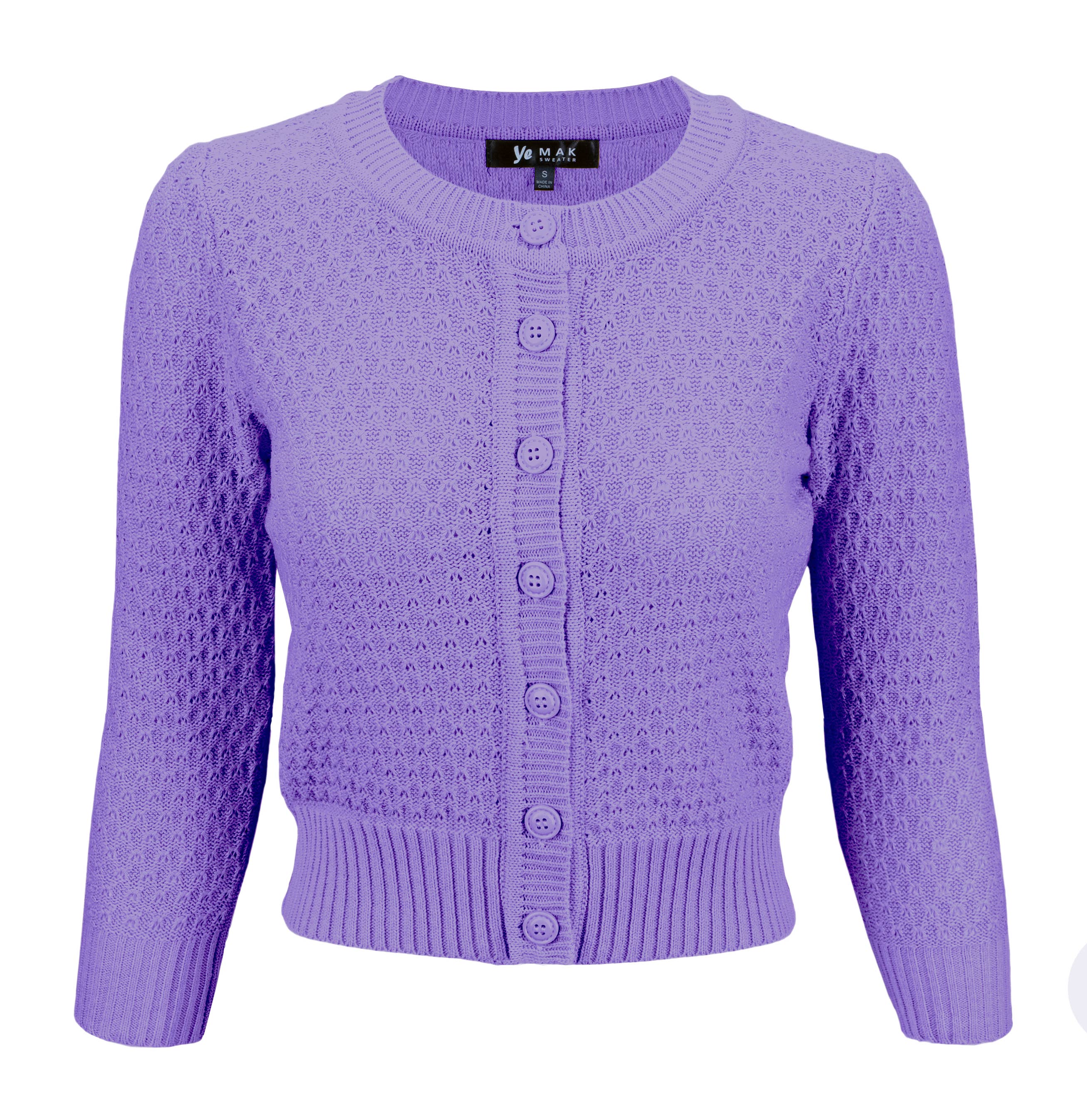 Mak – Engroshandel Cardigan - Dame – Mak 3/4-ærmet kort strikket cardigan med rund hals MK351416
