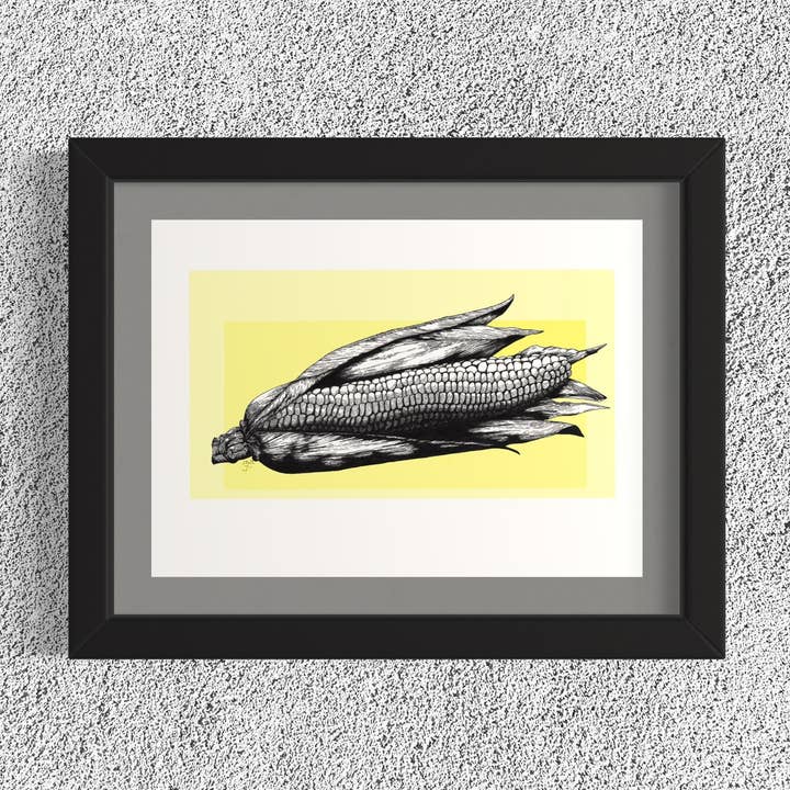 Corn. Hand Drawn Pen and Ink Botanical Illustration for wholesale by Tony Rubsam Illustrations