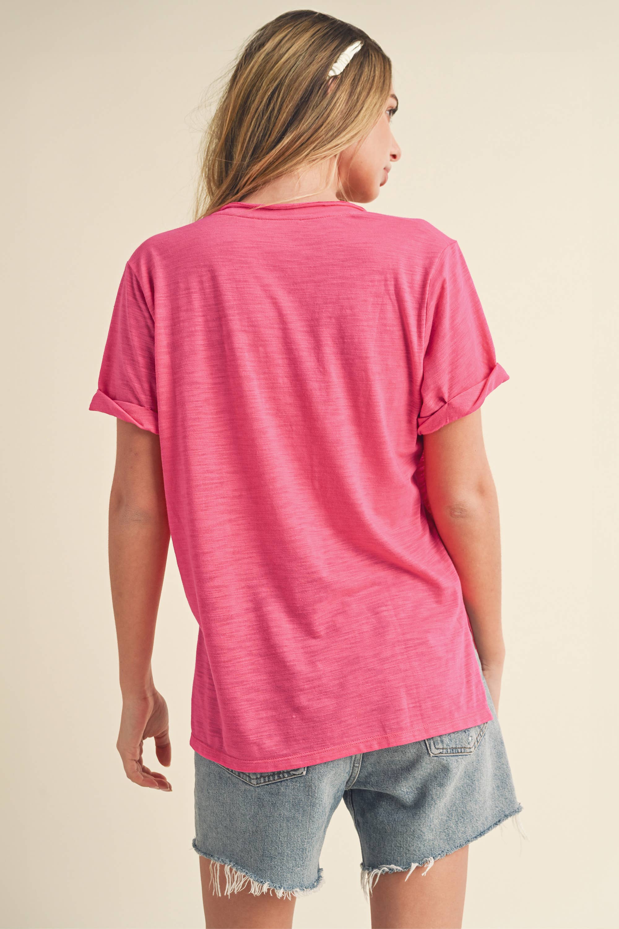 AEMI + CO - Wholesale T-Shirt - Women's - 8286DK Zoie V-Neck Short Sleeve Top7