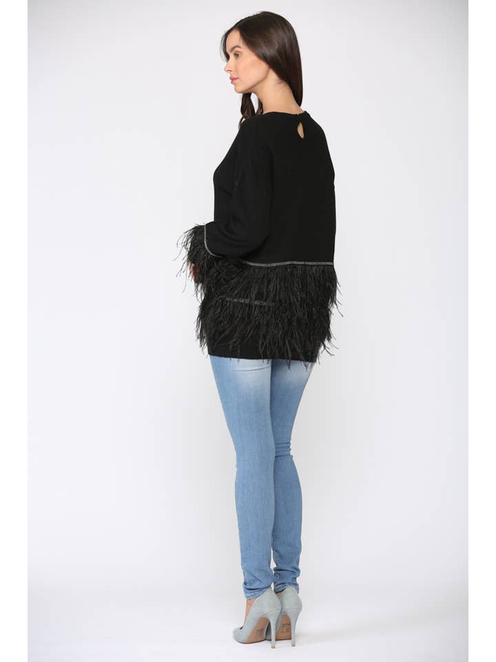 Joh Apparel - Wholesale Knit Sweater - Women's - Sally Knitted Sweater with Feathers15