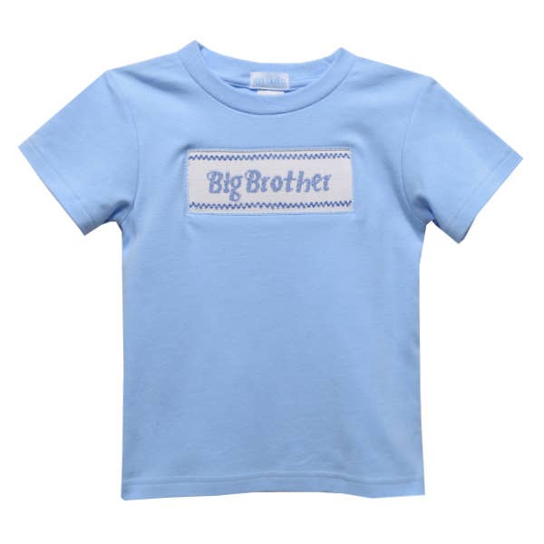 Vive La Fete - Wholesale T-Shirt - Kids - Big Brother Smocked Light Blue Short Sleeve Boys T-Shirt