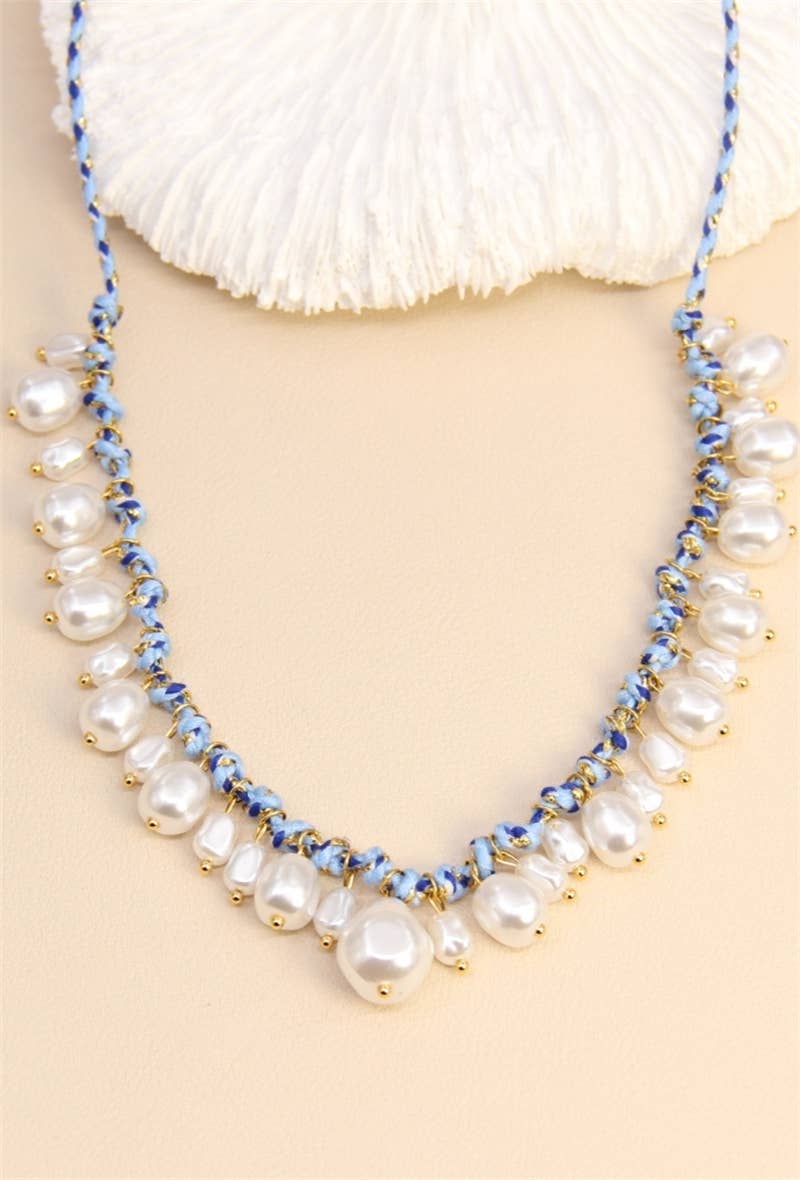 BELLISSIMA BIJOUX - Wholesale Beaded/Pearl Necklace - Elegant Braided Stainless Steel Pearl Necklace6