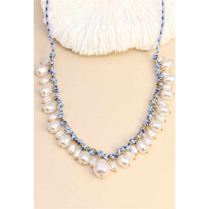 BELLISSIMA BIJOUX - Wholesale Beaded/Pearl Necklace - Elegant Braided Stainless Steel Pearl Necklace6