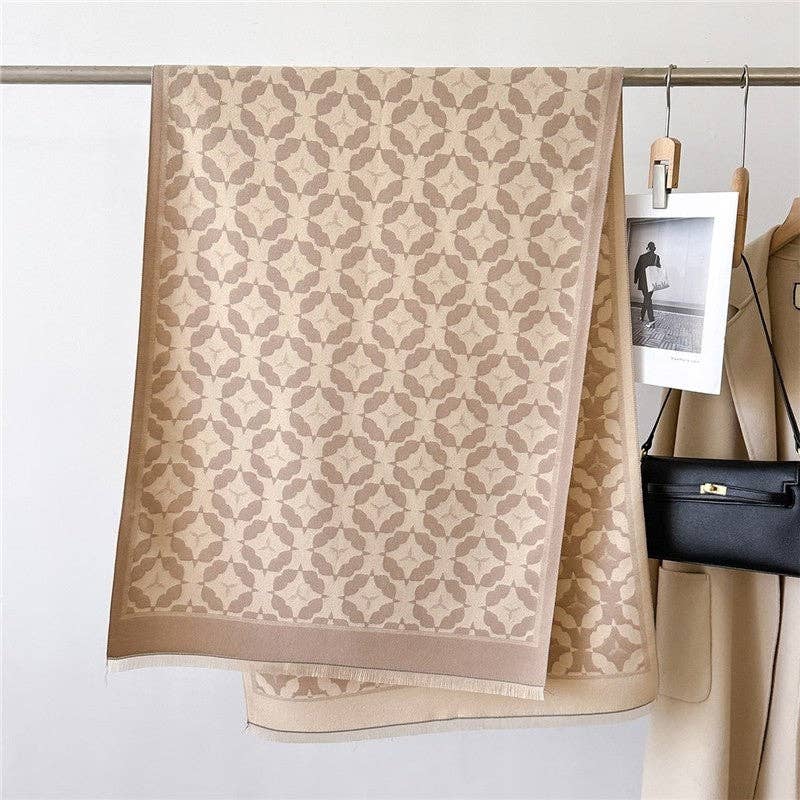 Ekartini - Wholesale Scarf - Women's - Women's Double-Sided Camellia Scarf   Chanel-Style Elegant Warm Neck Warmer Shaw0