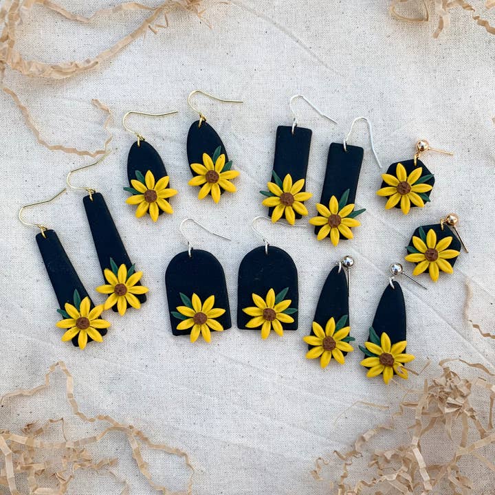 Sunflower Statement oorbellen van polymeerklei voor wholesale door thehappyfirefly