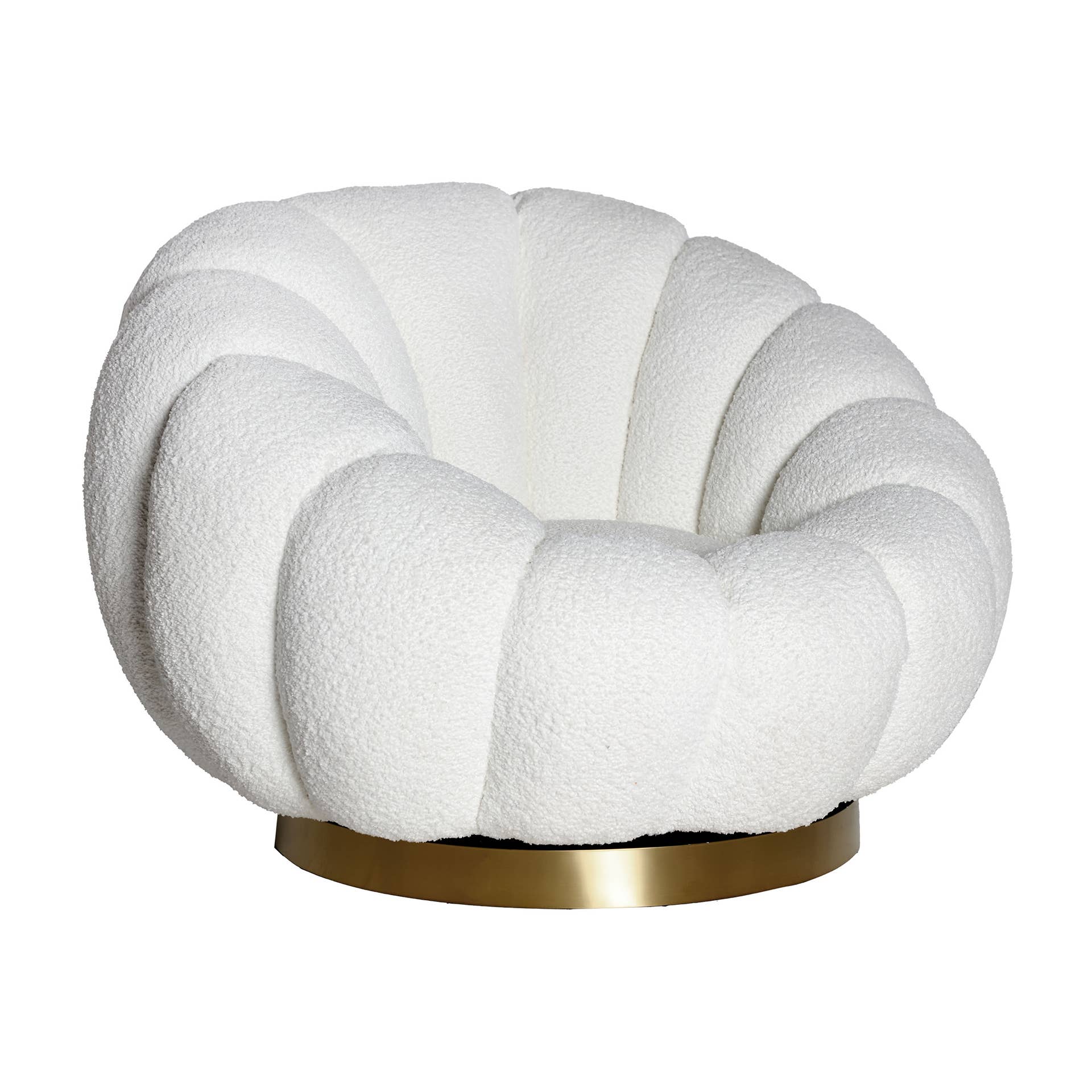 Kodu - Wholesale Chair - Bouclé cotton swivel armchair in white2