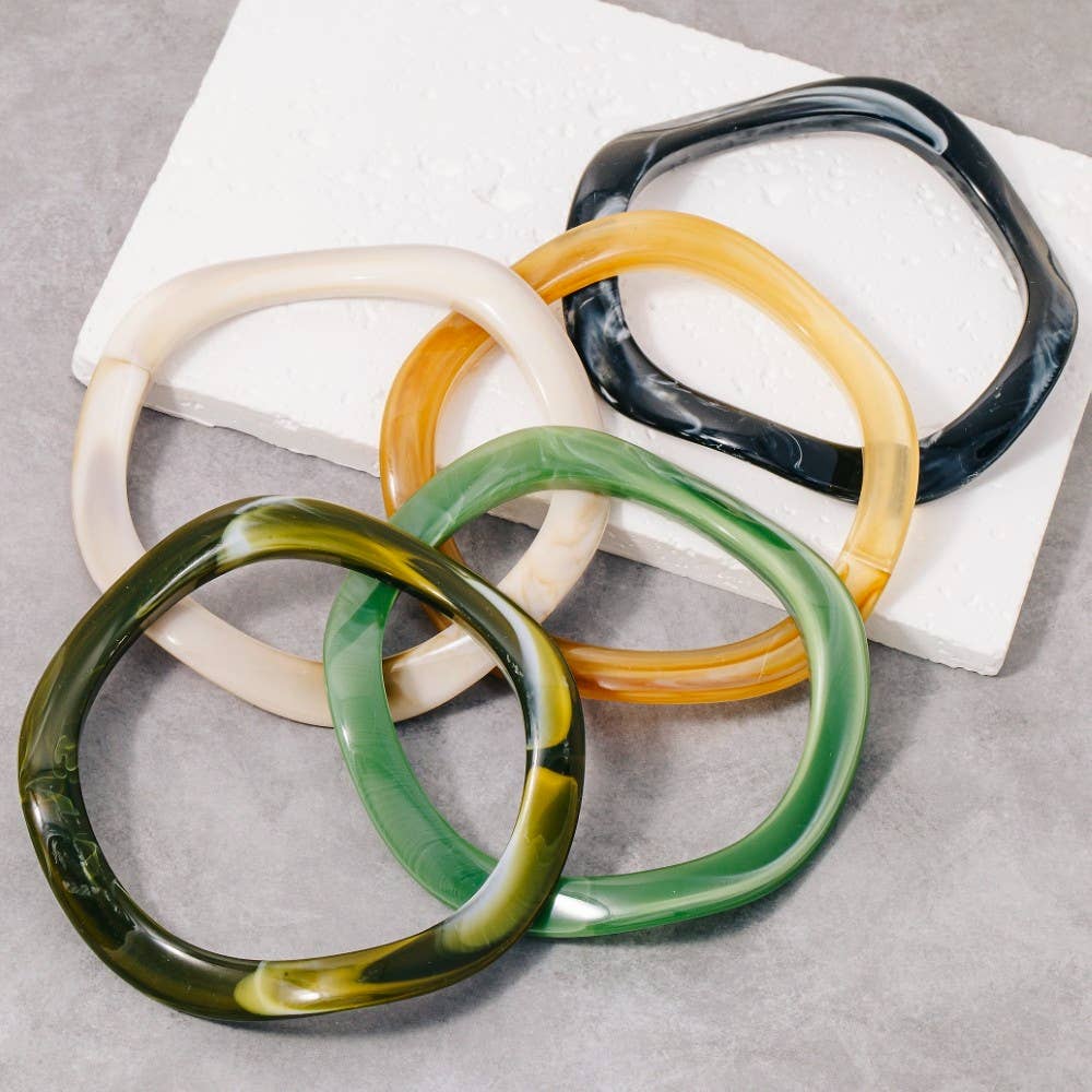 The Looks by Fame Accessories - Wholesale Bangle Bracelet - Wavy Resin Tube Bangle Bracelet0