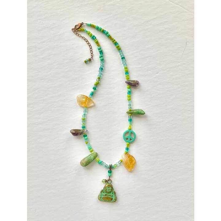 Buddha Necklace: turquoise, amethyst, citrine, crystal for wholesale by Spirit Shack