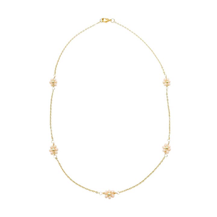 Daisy gold necklace for wholesale by Alegria Accessories Inc.