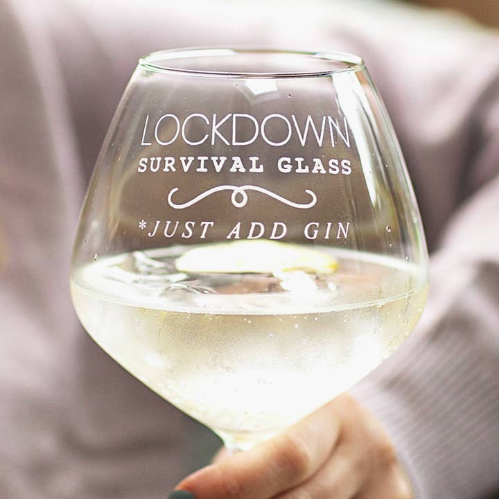 Personalised Covid Lockdown Goblet Glass for wholesale by Becky Broome