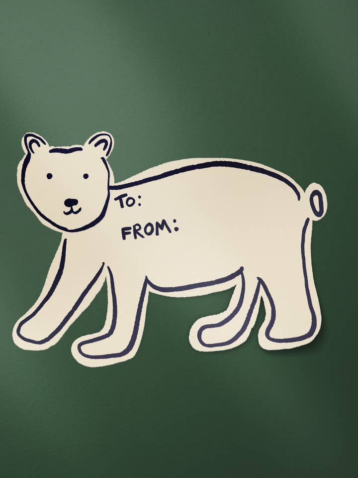 Polar Bear Matte Gift Label Sticker for wholesale by One & Only Paper