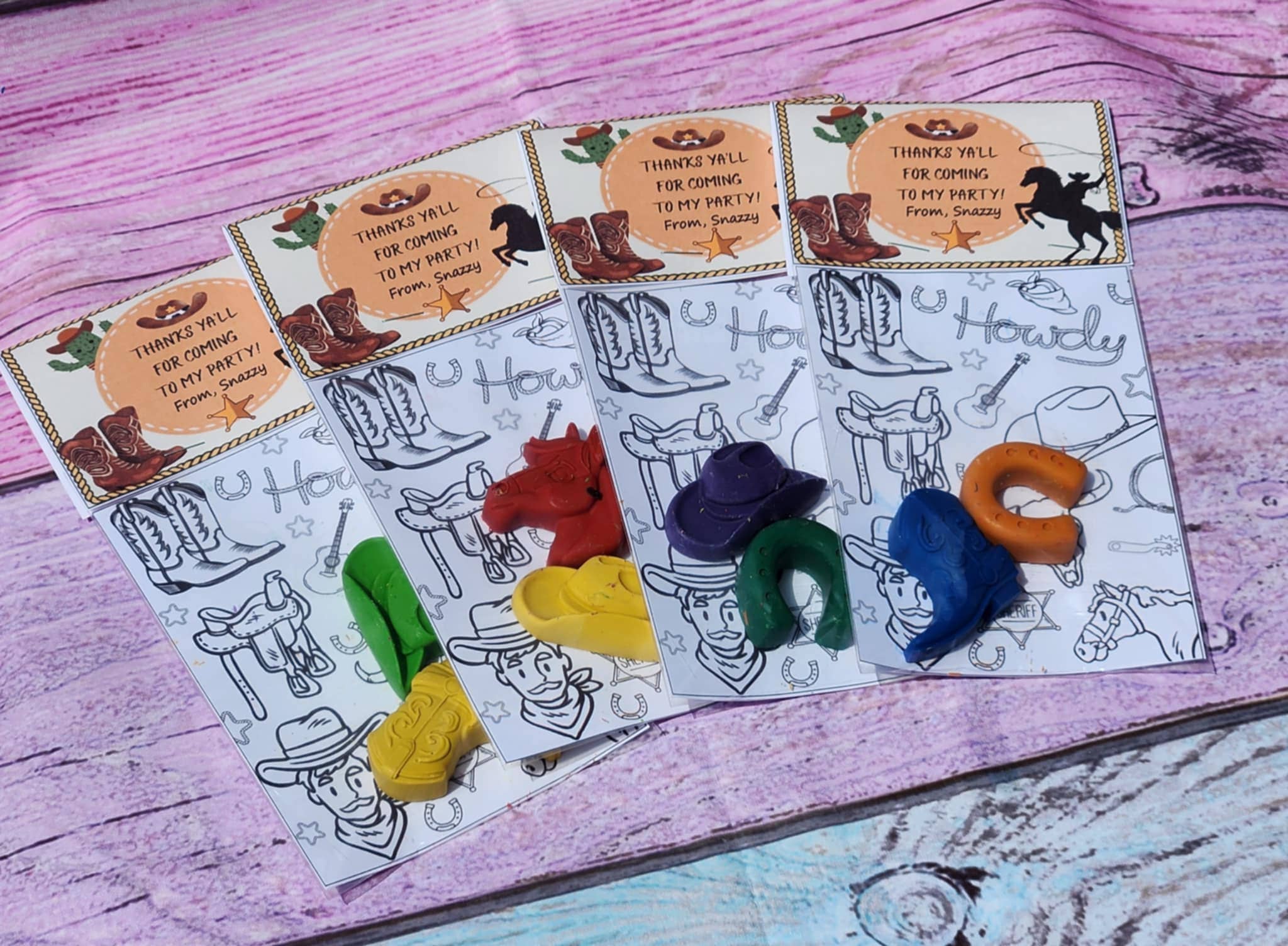 Snazzy Crayons - Wholesale Party gift - Cowboy Themed Coloring Kits with Crayons, Party Fillers 0
