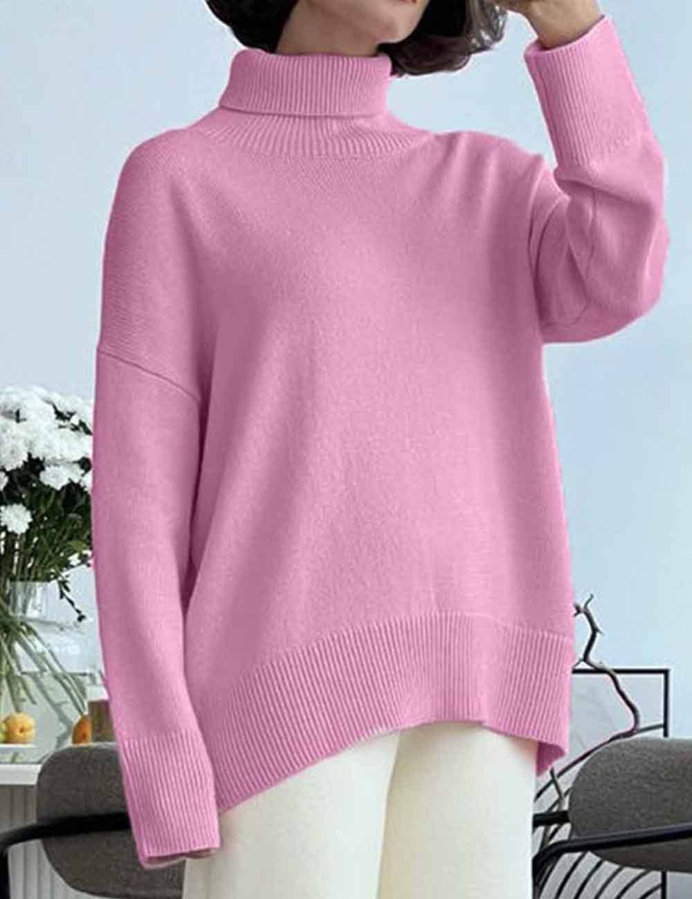 Sweetkama - Wholesale Knit Sweater - Women's - Ladies Solid Color Turthleneck Long Sleeves Knit Sweater20