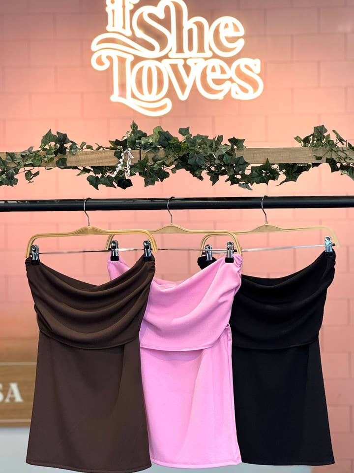 IST1361R Schulterfreies Ripp-Top Pastellrosa für den Großhandel von If She Loves