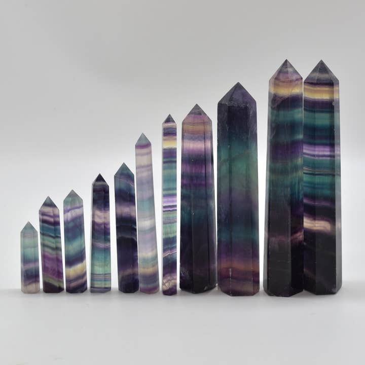 Rainbow Fluorite Point Tower Wand - 1 Count for wholesale by Calder Crystals