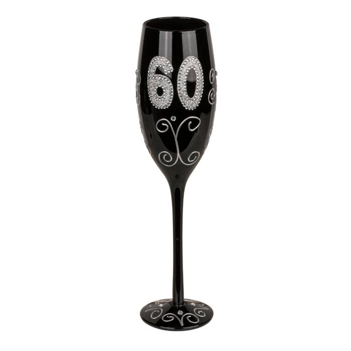 Out of the blue KG - Wholesale Champagne Flute - Black champagne glass with silver glitter,2