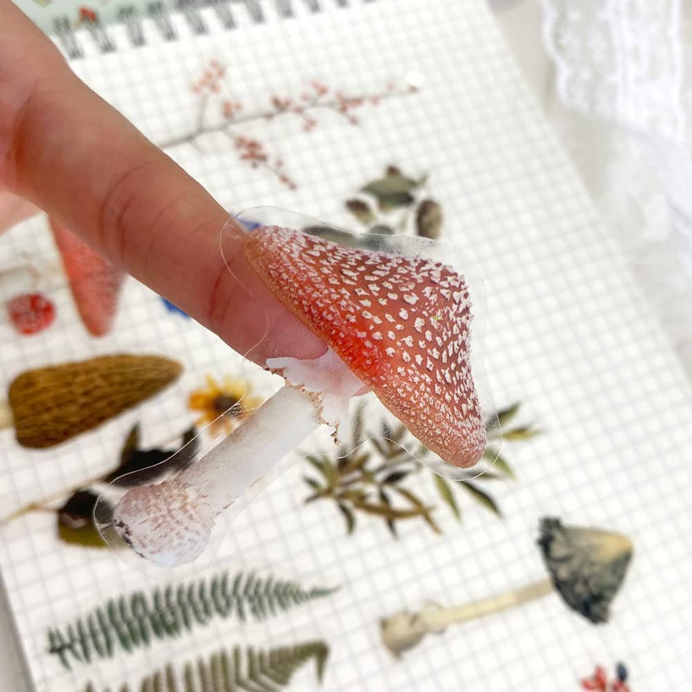 Magnifique Hearts - Vendita all'ingrosso Adesivo - 40 adesivi botanici - Funghi/Piante in PET impermeabile4