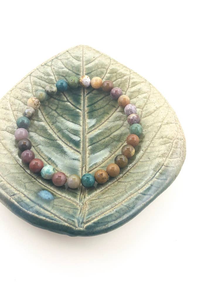 Ocean Jasper Gemstone Beaded Stretch Bracelet for wholesale by Peace Within Co.