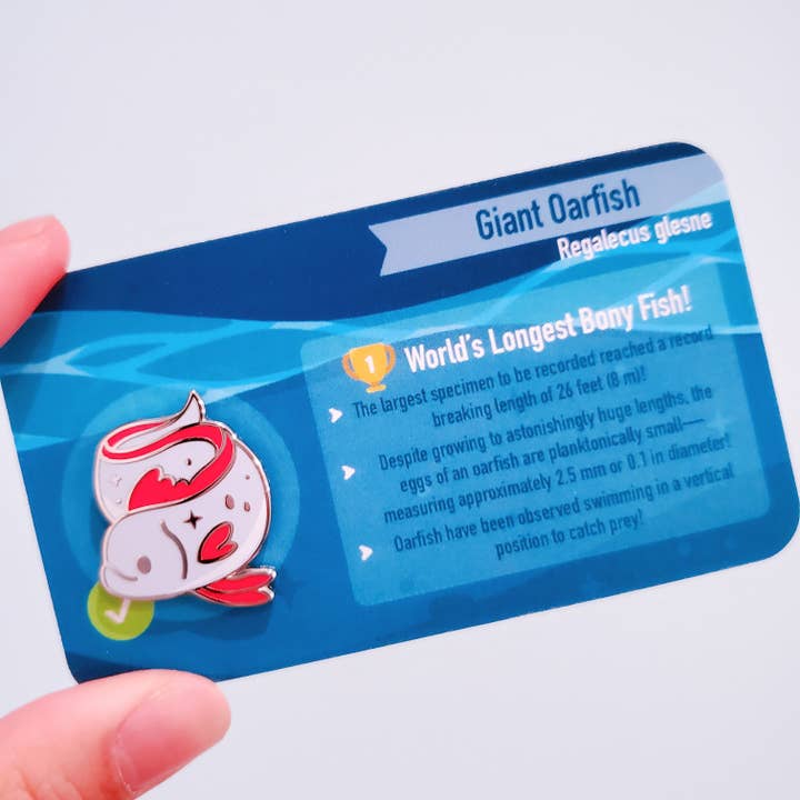 Informative Enamel Pin: Giant Oarfish for wholesale by Umvvelt LLC