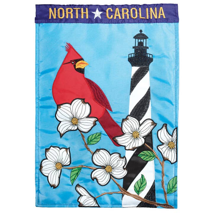 NORTH CAROLINA ICONS APPLIQUE GARDEN FLAG for wholesale by Magnolia