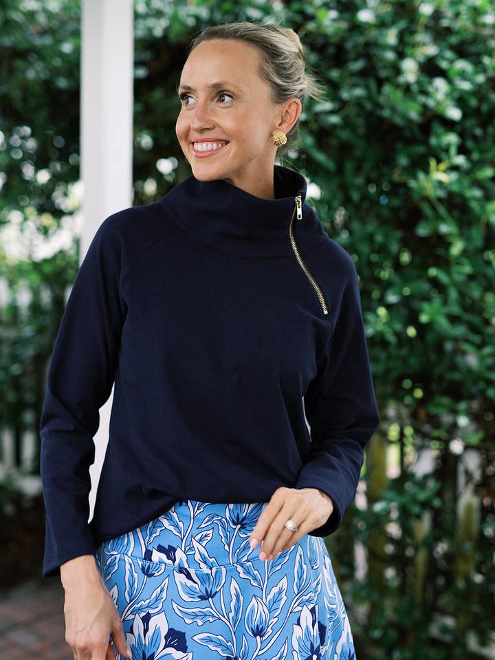 The Bowen Sweatshirt in SuperSoft Navy for wholesale by Duffield Lane