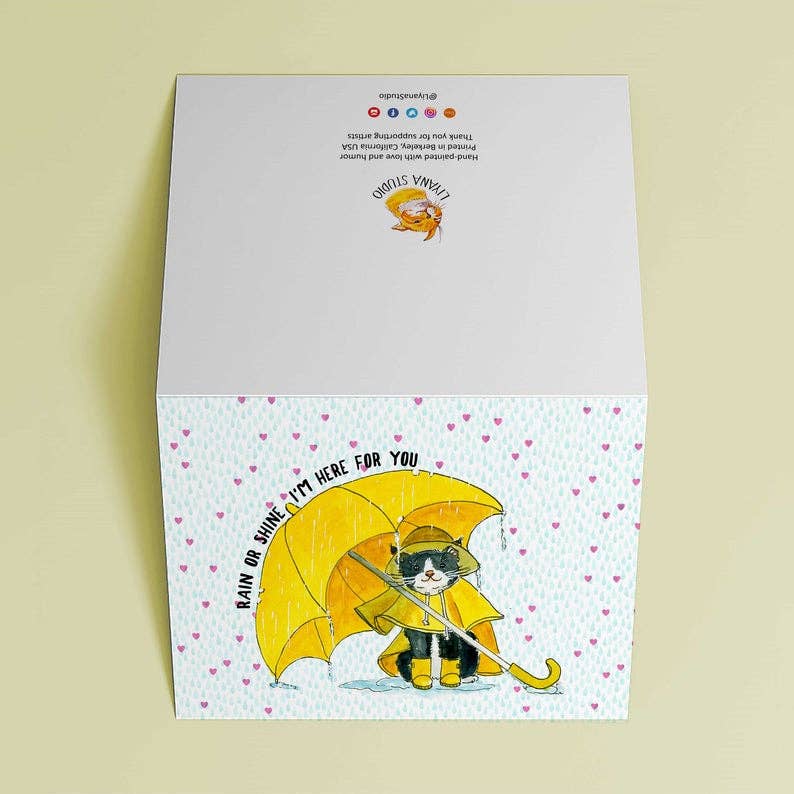 Liyana Studio – Engroshandel Tænker på dig kort – Regn eller Shine Cat - Tænker på dig Card2