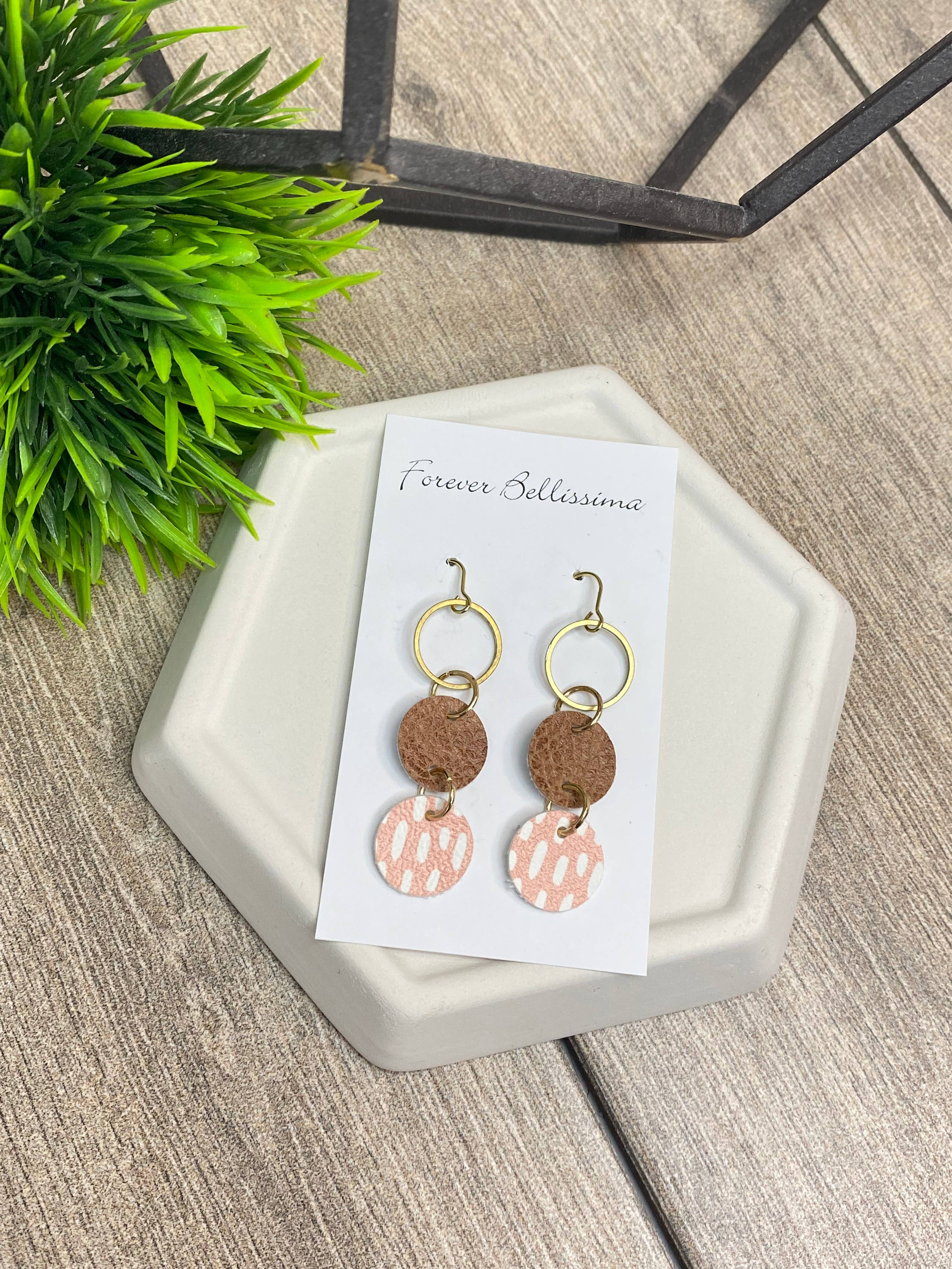 Forever Bellissima – wholesale Dangle earrings – Peach Earrings | Faux Leather Earrings | Spring Earrings