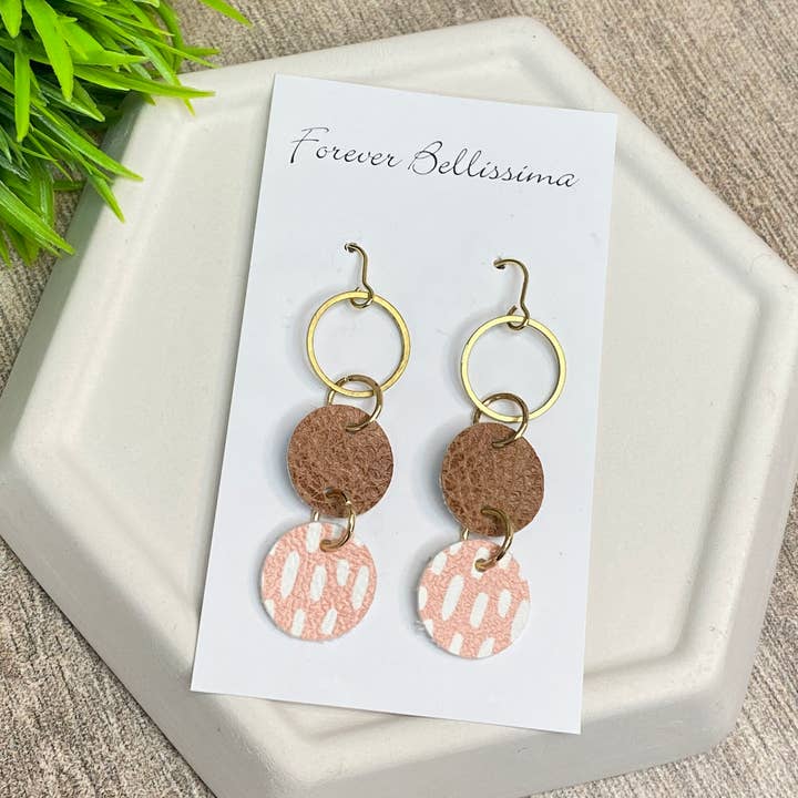 Forever Bellissima – wholesale Dangle earrings – Peach Earrings | Faux Leather Earrings | Spring Earrings0