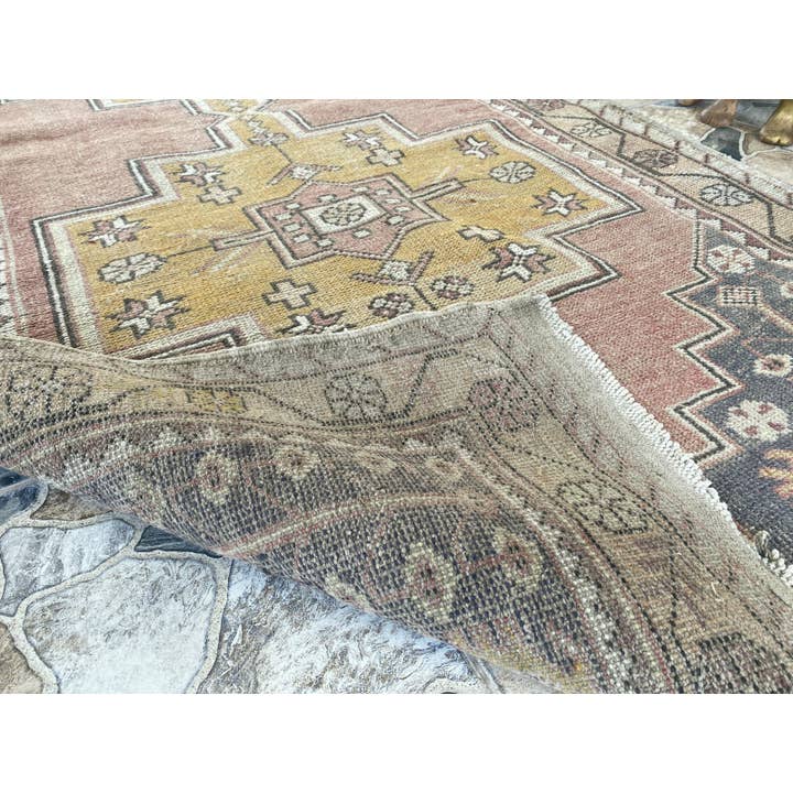 Oushak Rugs - Wholesale Area Rug - 1970 Turkish Vintage Handmade Wool Rug Geometric 4.5x8.8 ft11