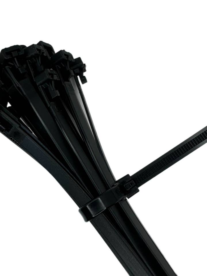 7.5" 50lbs UV Black Releasable Cable Tie 100pk for wholesale by Electrical Supply Center