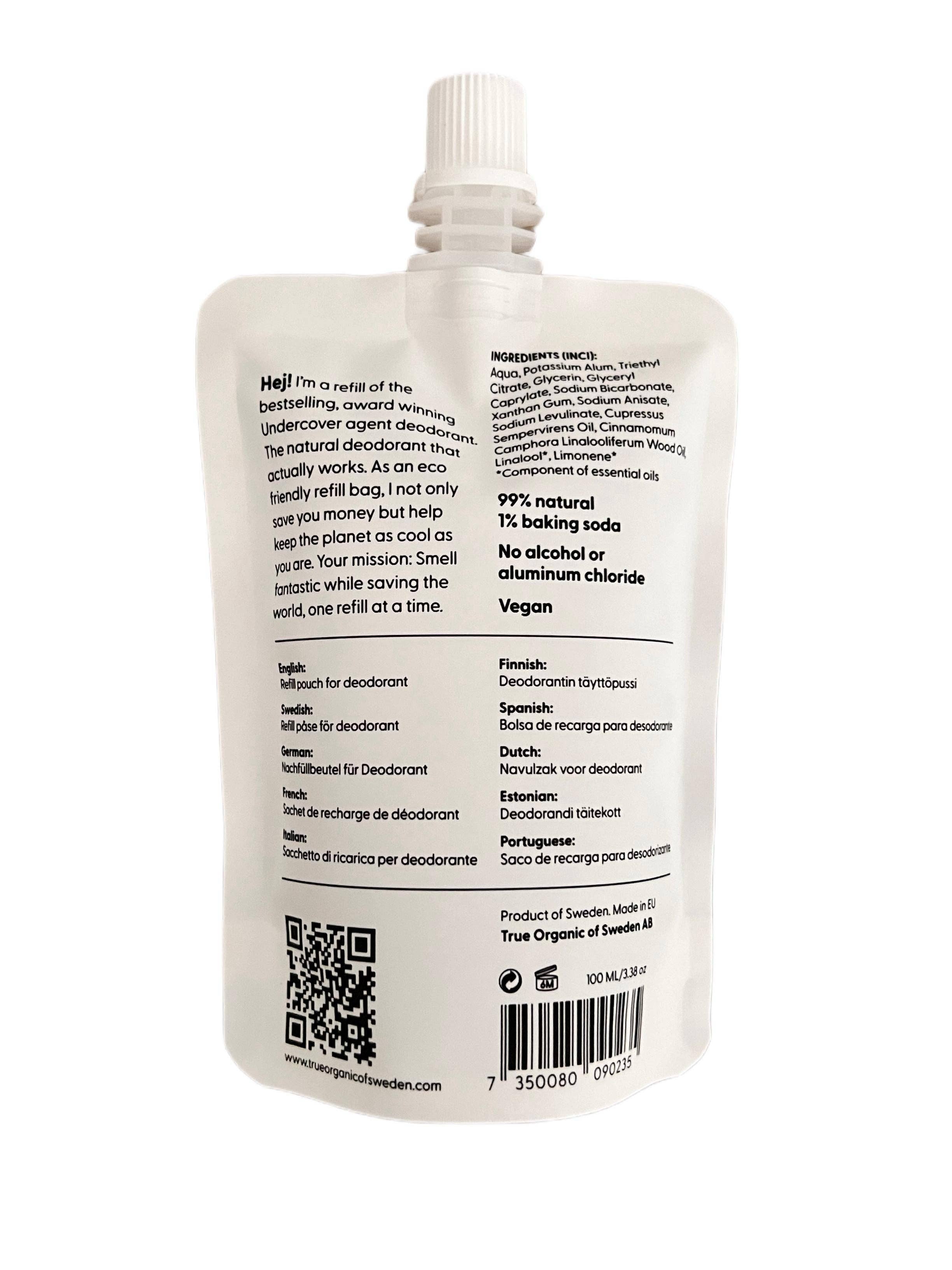 True organic of Sweden USA – wholesale Deodorant – Unisex – Undercover agent original scent refill pouch2