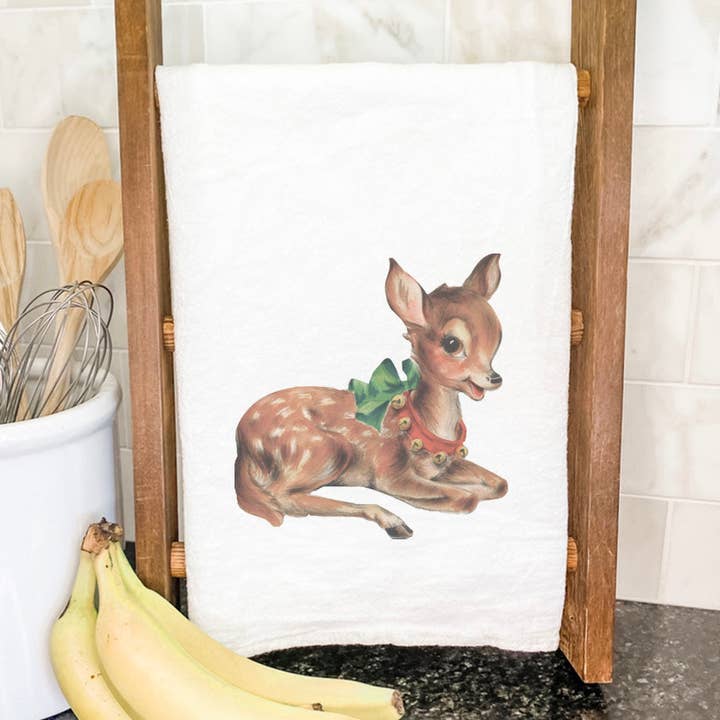 Vintage Reindeer - Cotton Tea Towel for wholesale by Indigo Tangerine