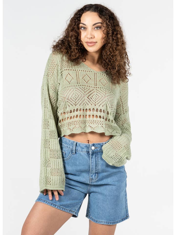 C'est Moi Clothing Co - Wholesale Knit Top - Women's - L/S Knit Boho Top- CESWT44111