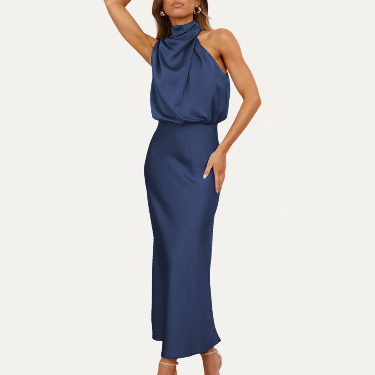 The Moment Collection – wholesale Klänning - Dam – Helt fantastisk One-Shoulder Halter Formell Midi Klänning7