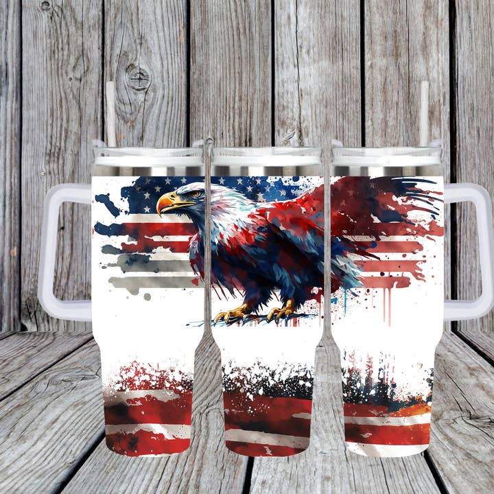 Eagle Tumbler with Handle for wholesale by Crafting in Chaos