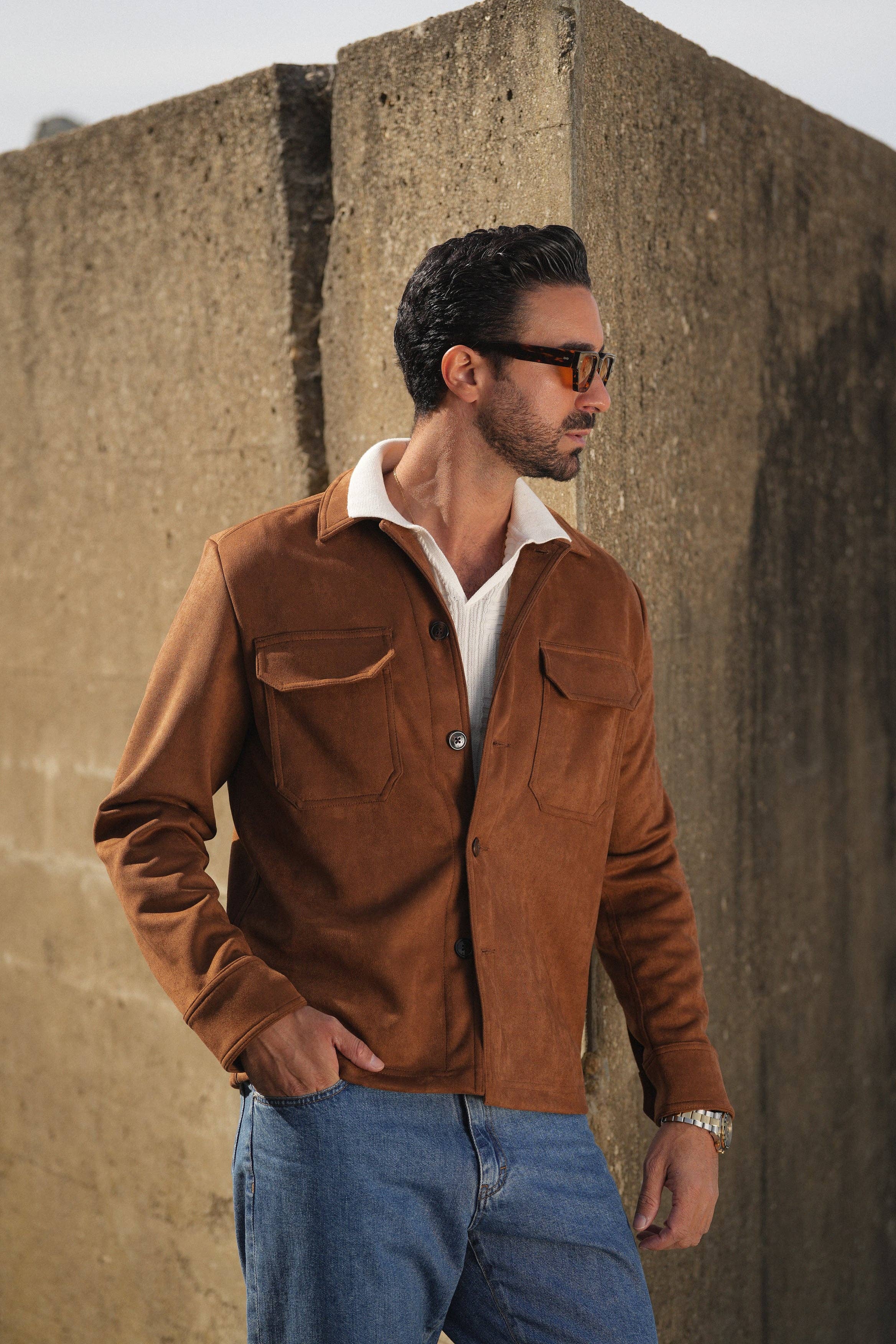 DONATO - Wholesale Shirt Jacket/Shacket - Men's - CAMEL SUEDE OUTERSHIRT7