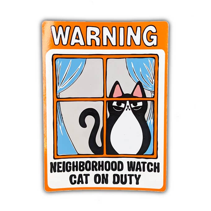 Nachbarschaftsuhr Cat Window Cling - Tuxedo Cat Judgy für den Großhandel von BluVelvetArt