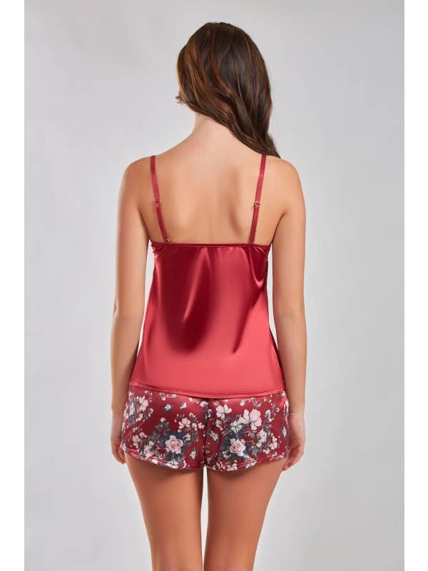 red nude Brittany Plus Size Floral Satin Bra and Panty Set for wholesale on Faire9