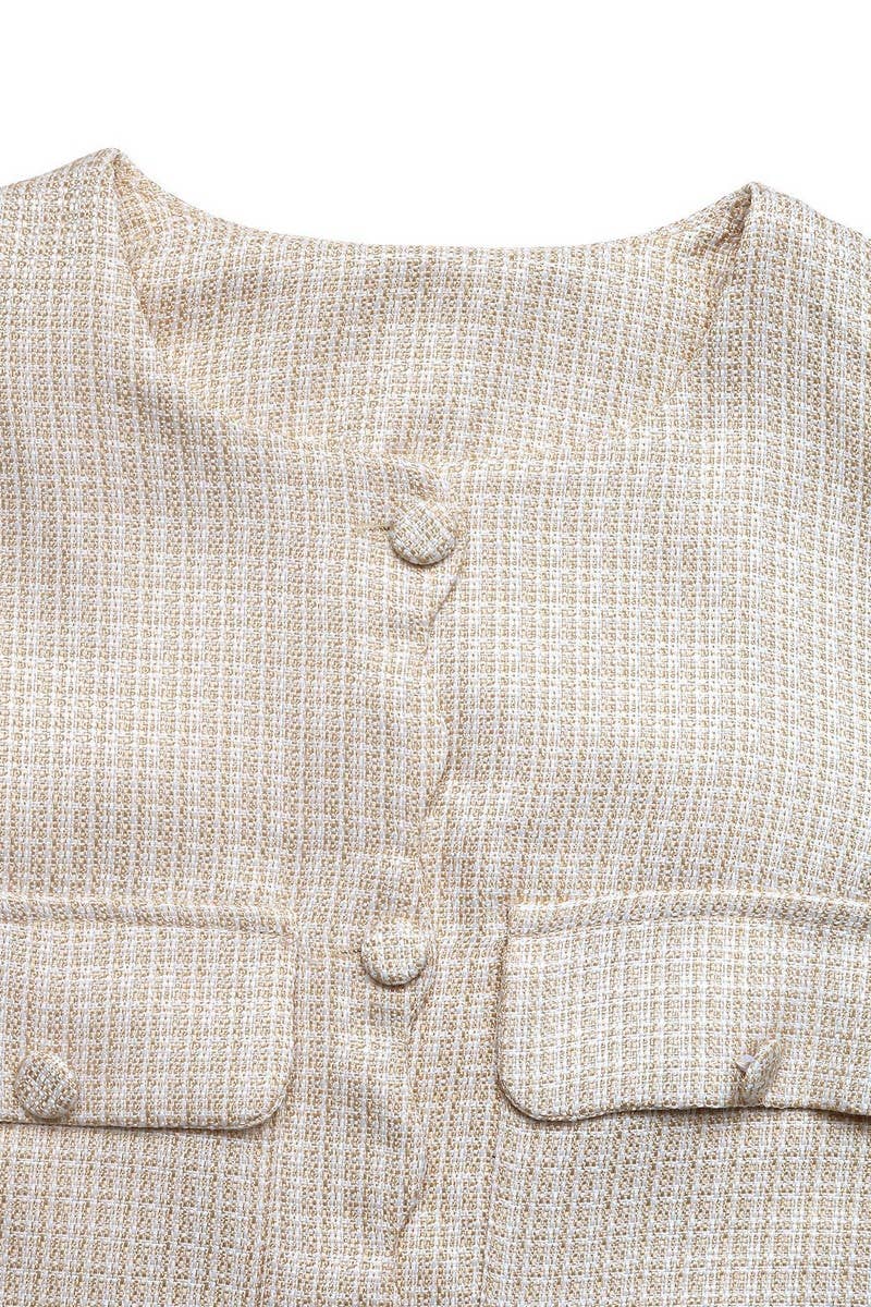 APRICOT CWOCO00168_CHANEL-STYLE SINGLE-BREASTED TWEED JACKET for wholesale on Faire9