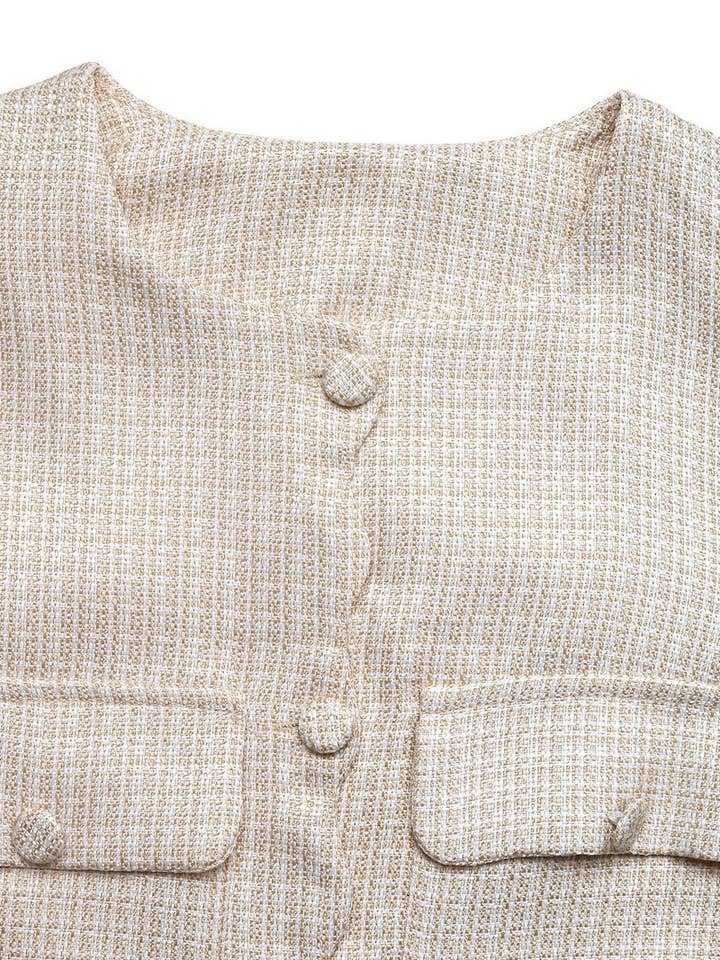 APRICOT CWOCO00168_CHANEL-STYLE SINGLE-BREASTED TWEED JACKET for wholesale on Faire9