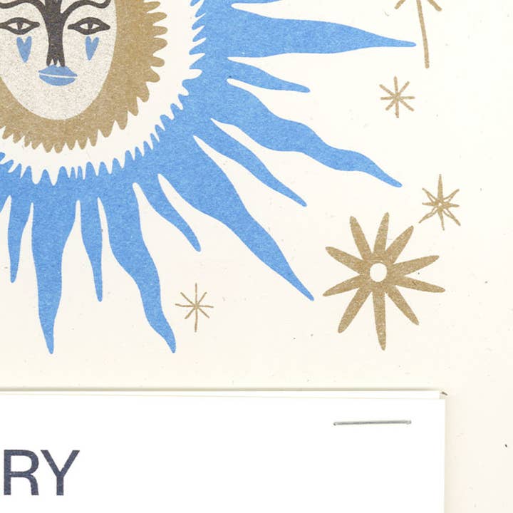 Back of Beyond Press - Wholesale Calendar - Vintage Blue Sun Risograph Tear-Off Calendar 20261