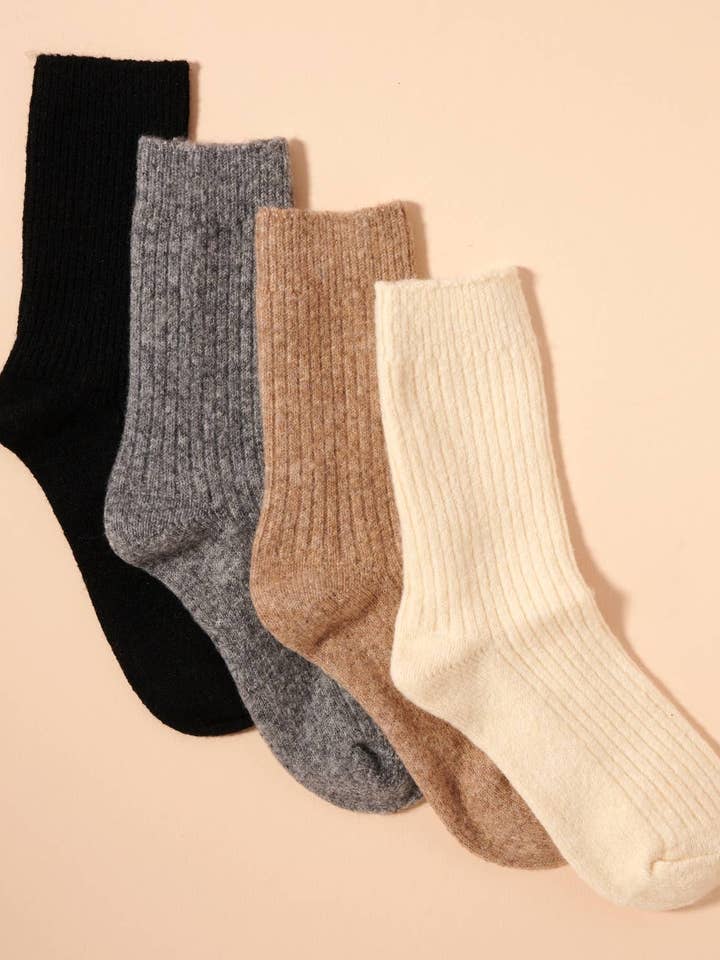 Ribbed Knit Crew Socks – 4 Neutrals for Christmas Gift and other Purchase Wholesale freaker. Free Returns & Net 60 Terms on Faire trending on Faire.