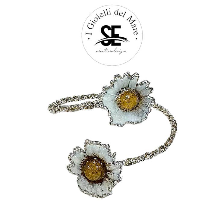 Cod.Ma11 Bracelet contrarié marguerite naturelle argent pour la vente par I Gioielli del Mare di Salvatore Esposito