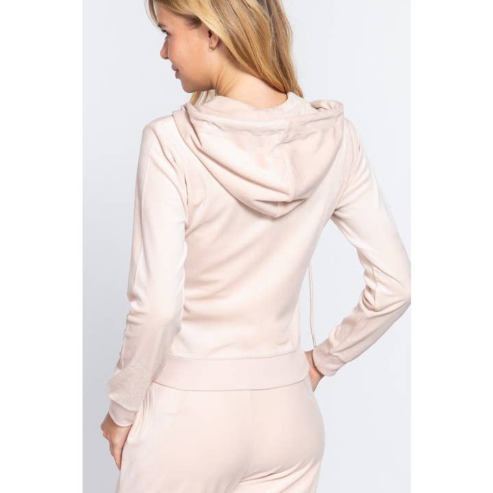 Paperdoll - Wholesale Jacket – Women's - LONG SLV VELOUR HOODIE JACKET 13