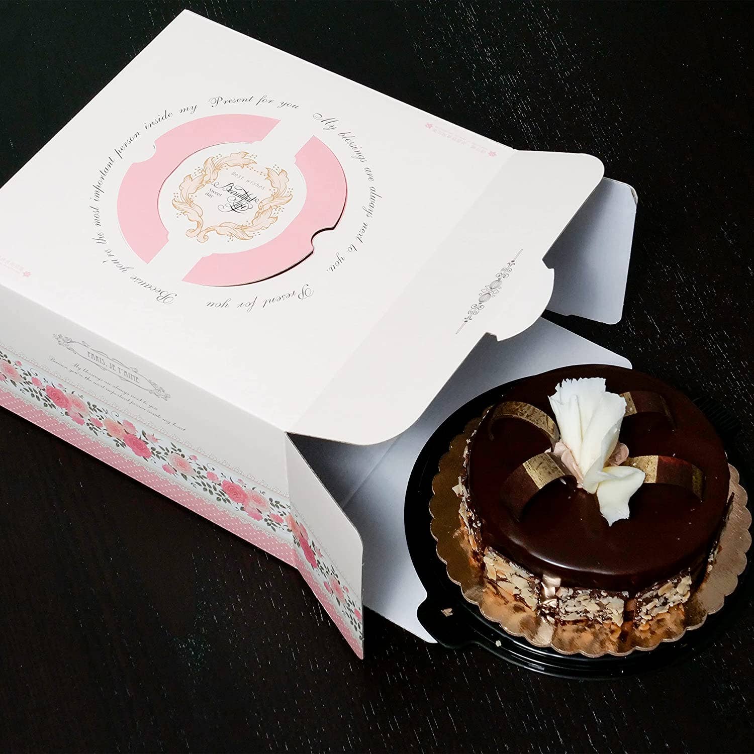 EcoQuality - Wholesale Gift Box - Design Bakery Cake Boxes 8 x 8 x 5 Inch - Printed Kraft Pape2