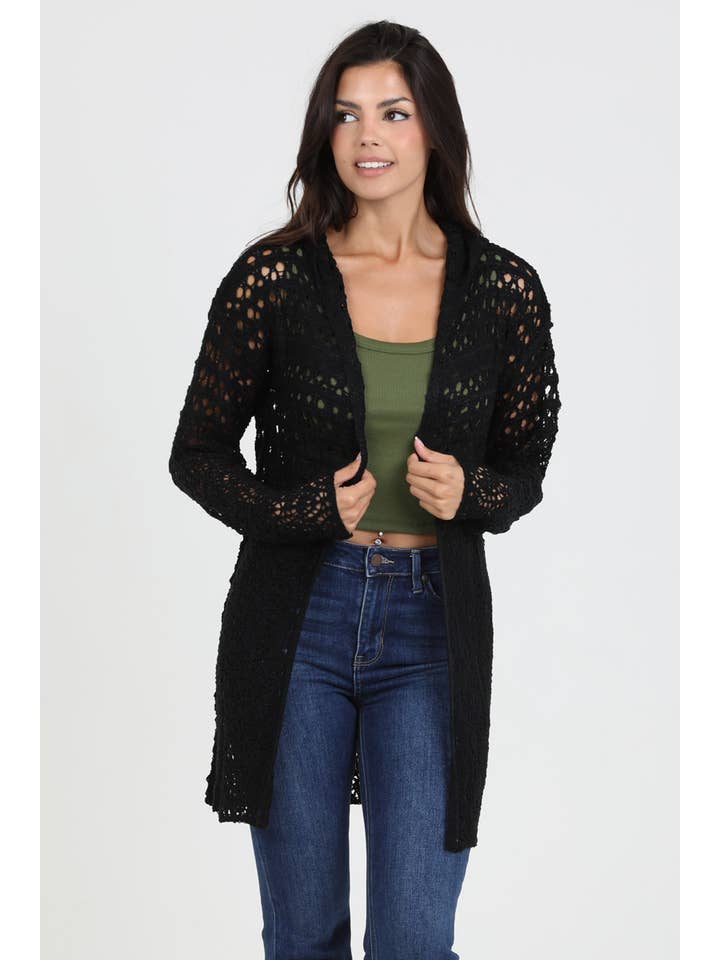 ANGIE - Wholesale Cardigan - Women's - XHN02-ASIS HOODED CARDIGAN SWEATER